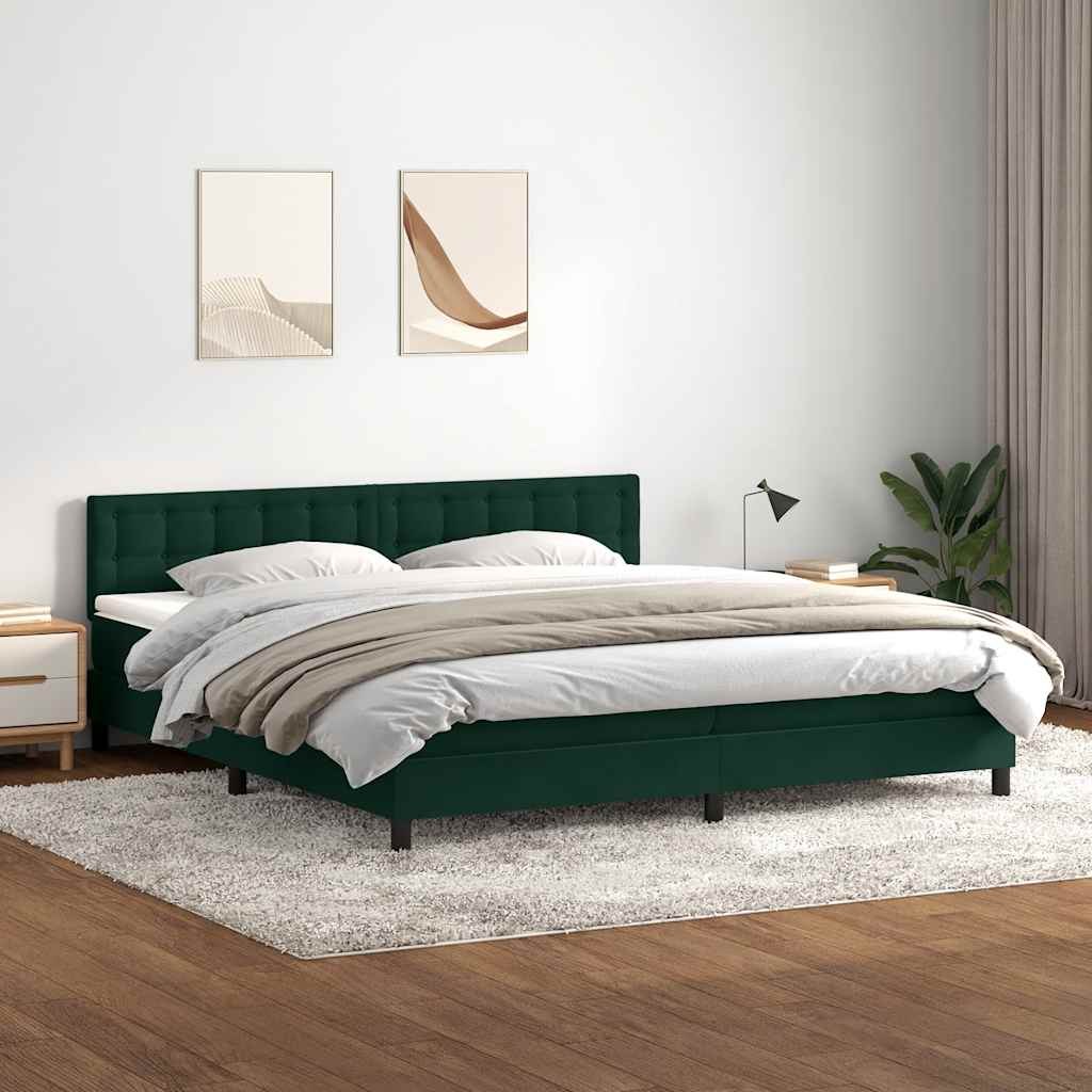 VidaXL Łóżko typu Box Spring z materacem Ciemnozielone 180x220 cm