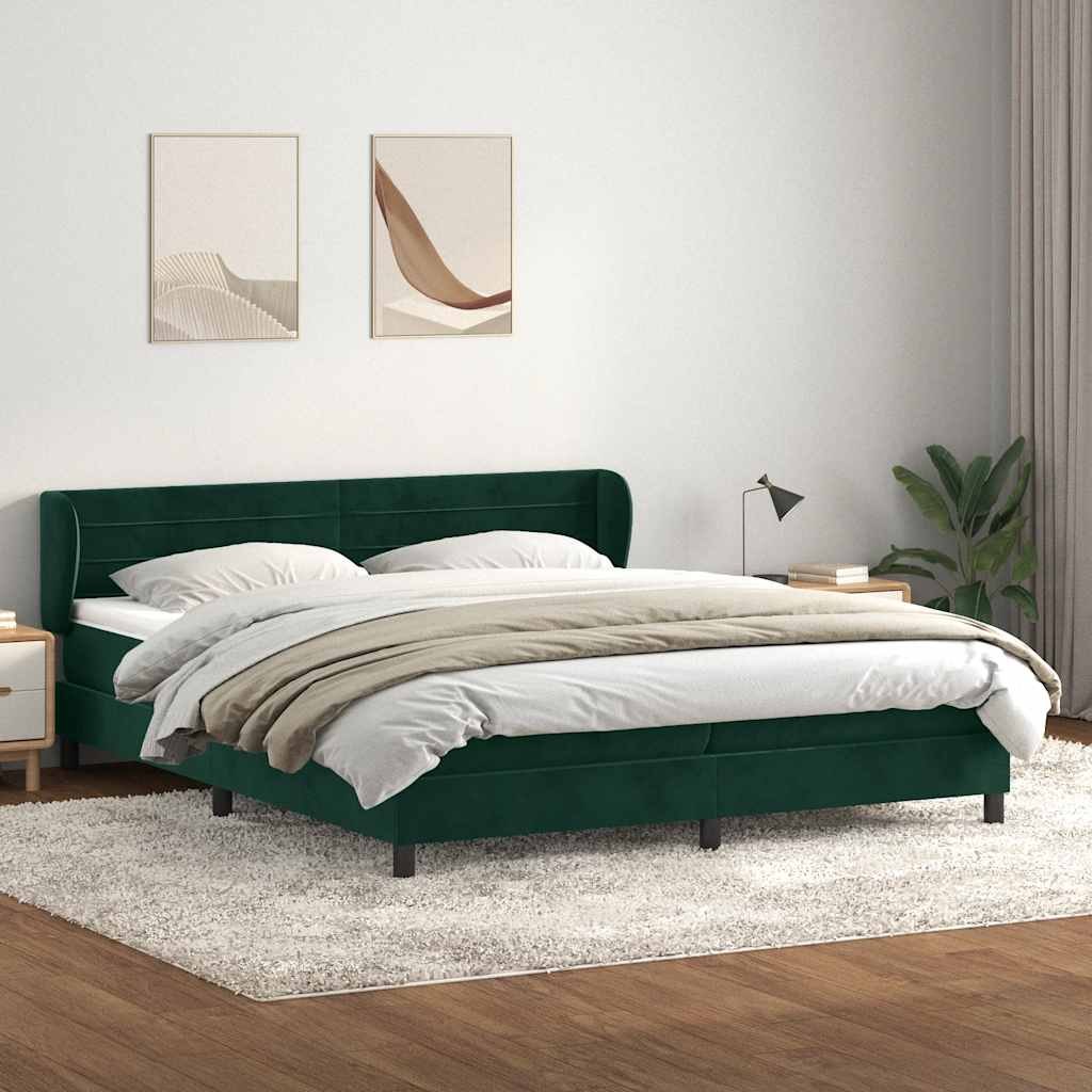 VidaXL Łóżko typu Box Spring z materacami Ciemnozielone 180x220 cm