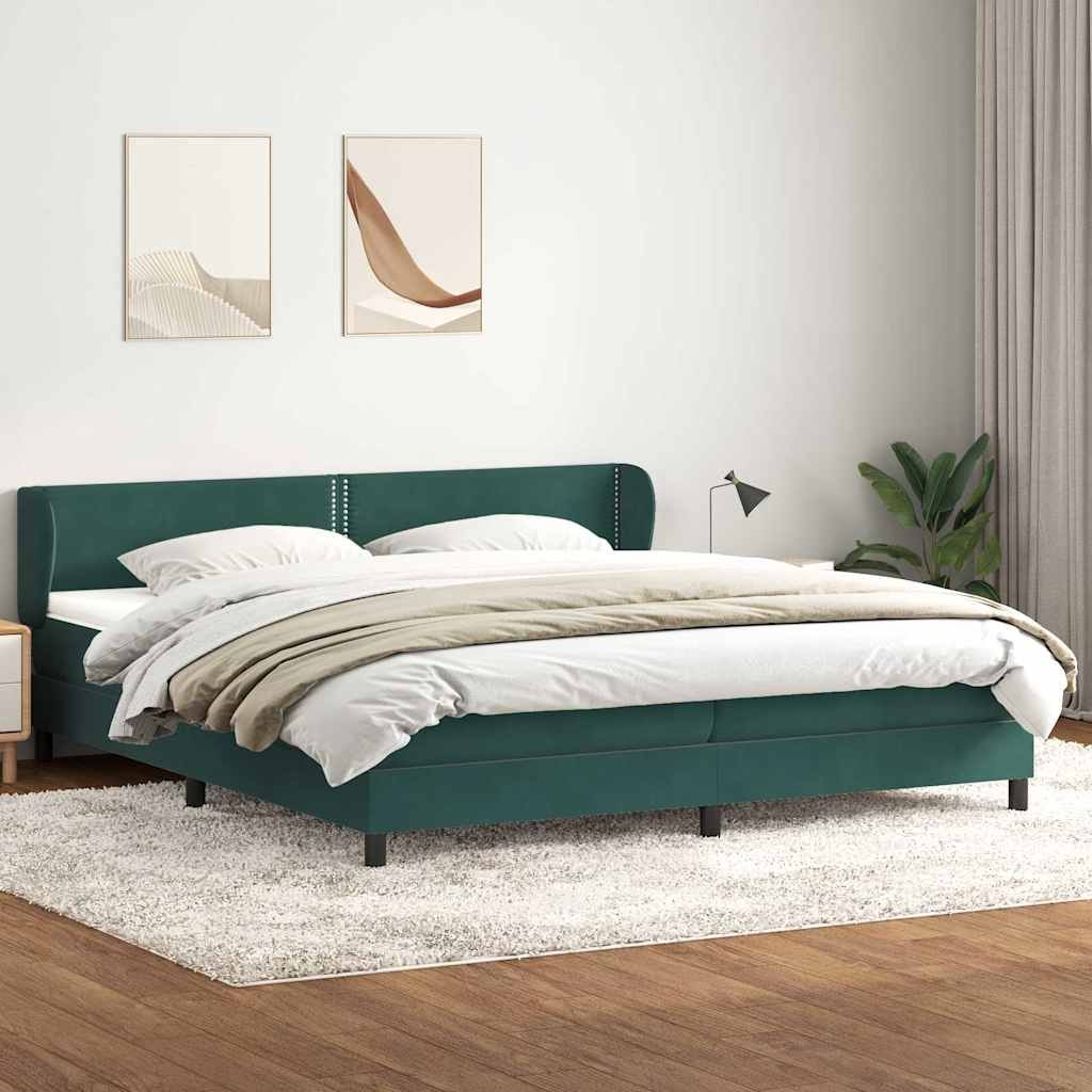 VidaXL Łóżko typu Box Spring z materacami Ciemnozielone 180x220 cm
