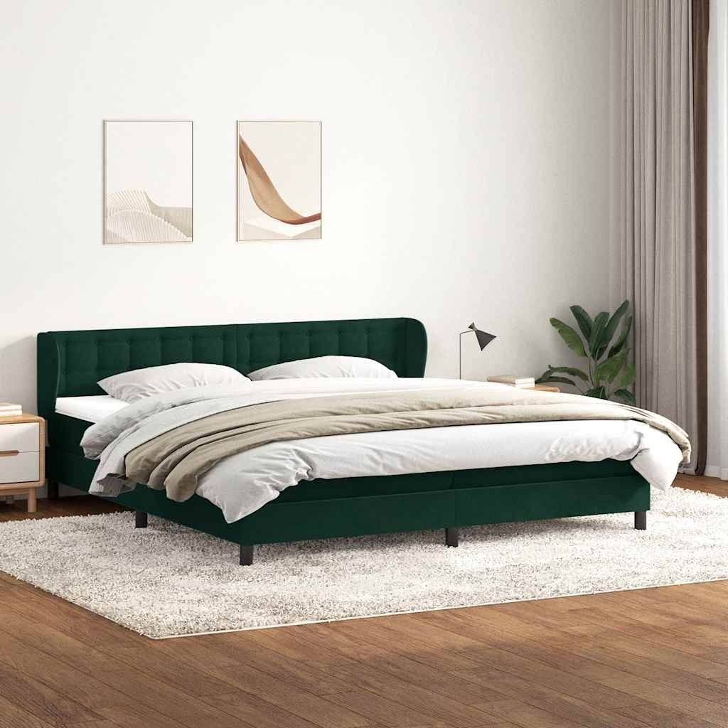 VidaXL Łóżko typu Box Spring z materacami Ciemnozielone 180x220 cm