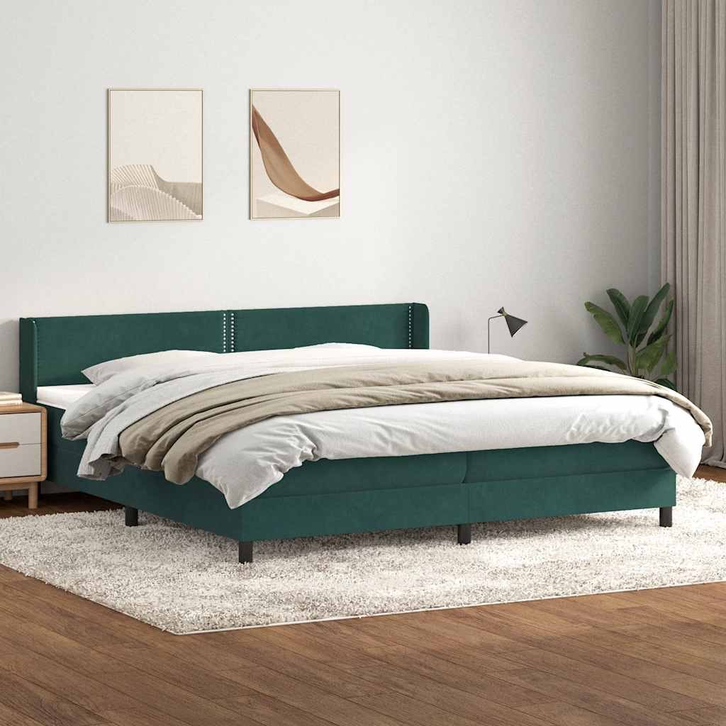 VidaXL Łóżko typu Box Spring z materacem Ciemnozielone 180x220 cm