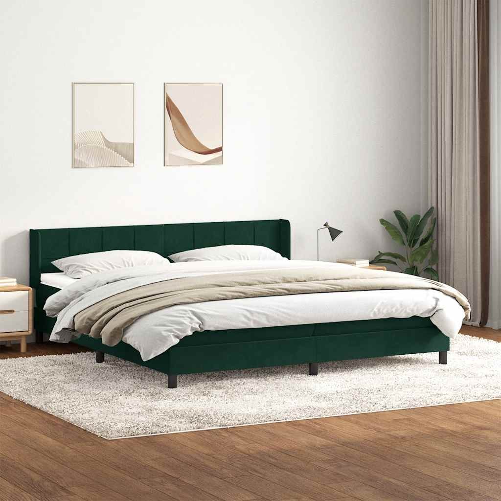 VidaXL Łóżko typu Box Spring z materacem Ciemnozielone 180x220 cm