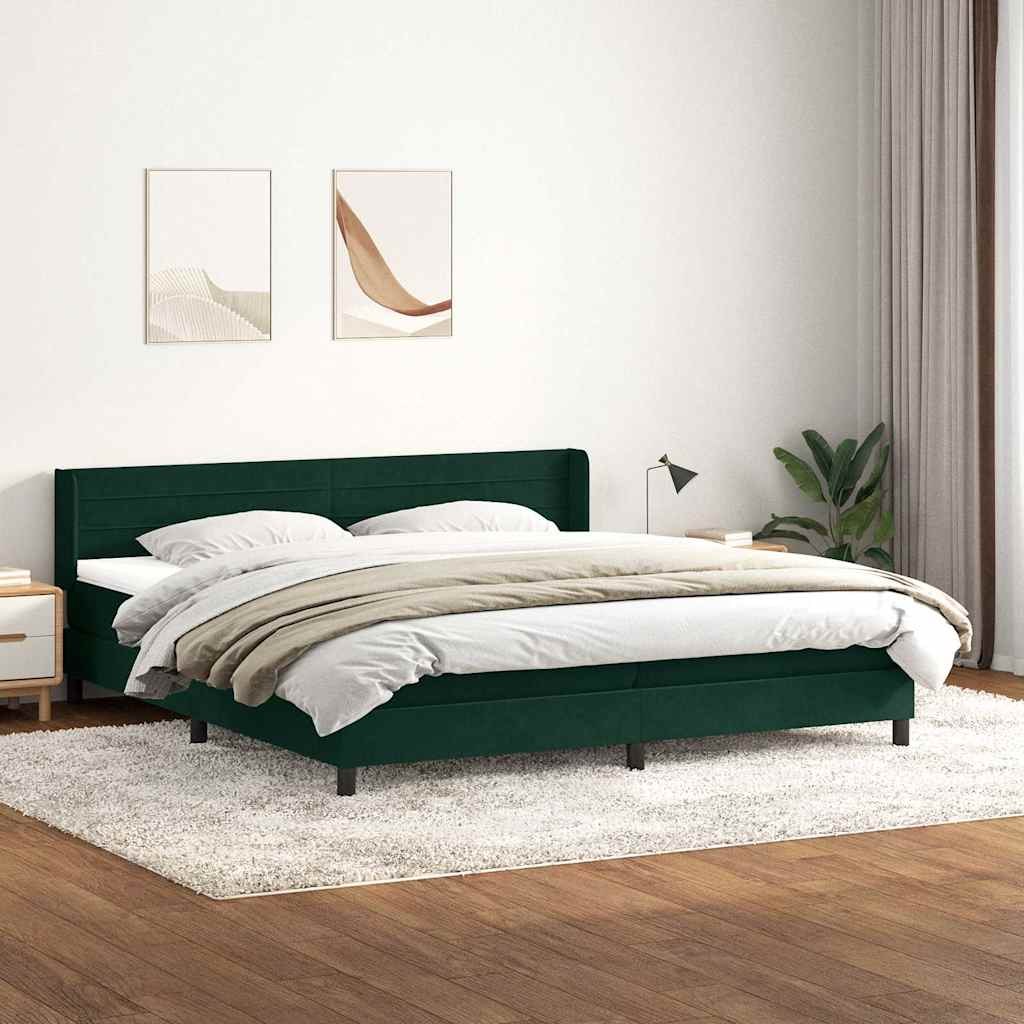 VidaXL Łóżko typu Box Spring z materacem Ciemnozielone 180x220 cm