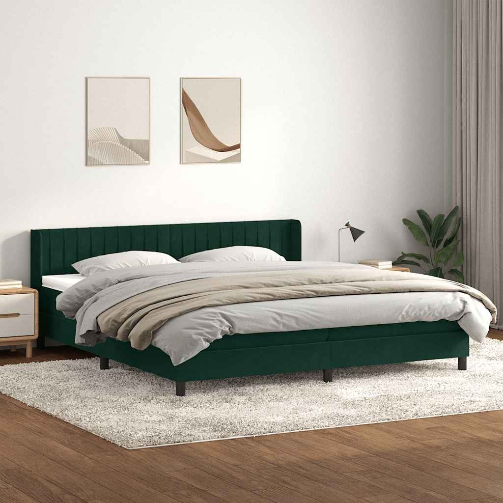 VidaXL Łóżko typu Box Spring z materacem Ciemnozielone 180x220 cm