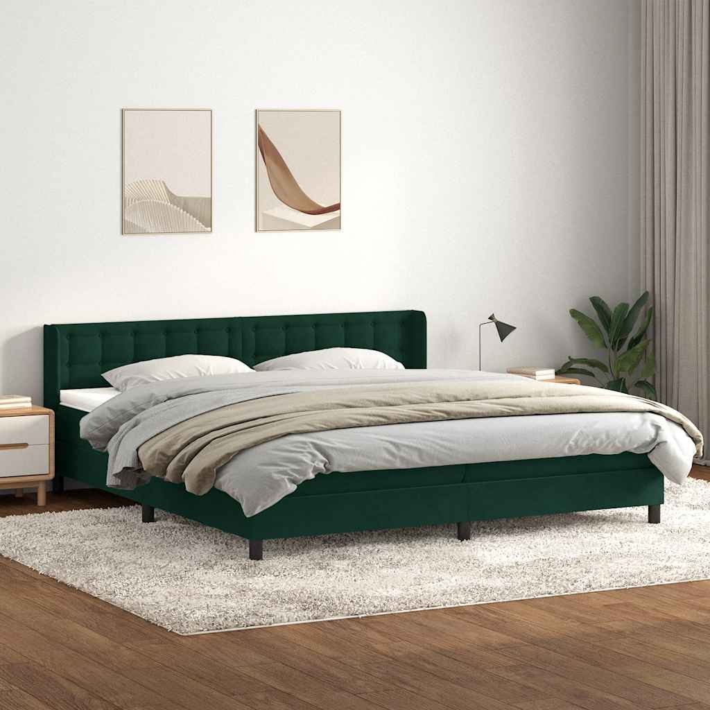 VidaXL Łóżko typu Box Spring z materacem Ciemnozielone 180x220 cm