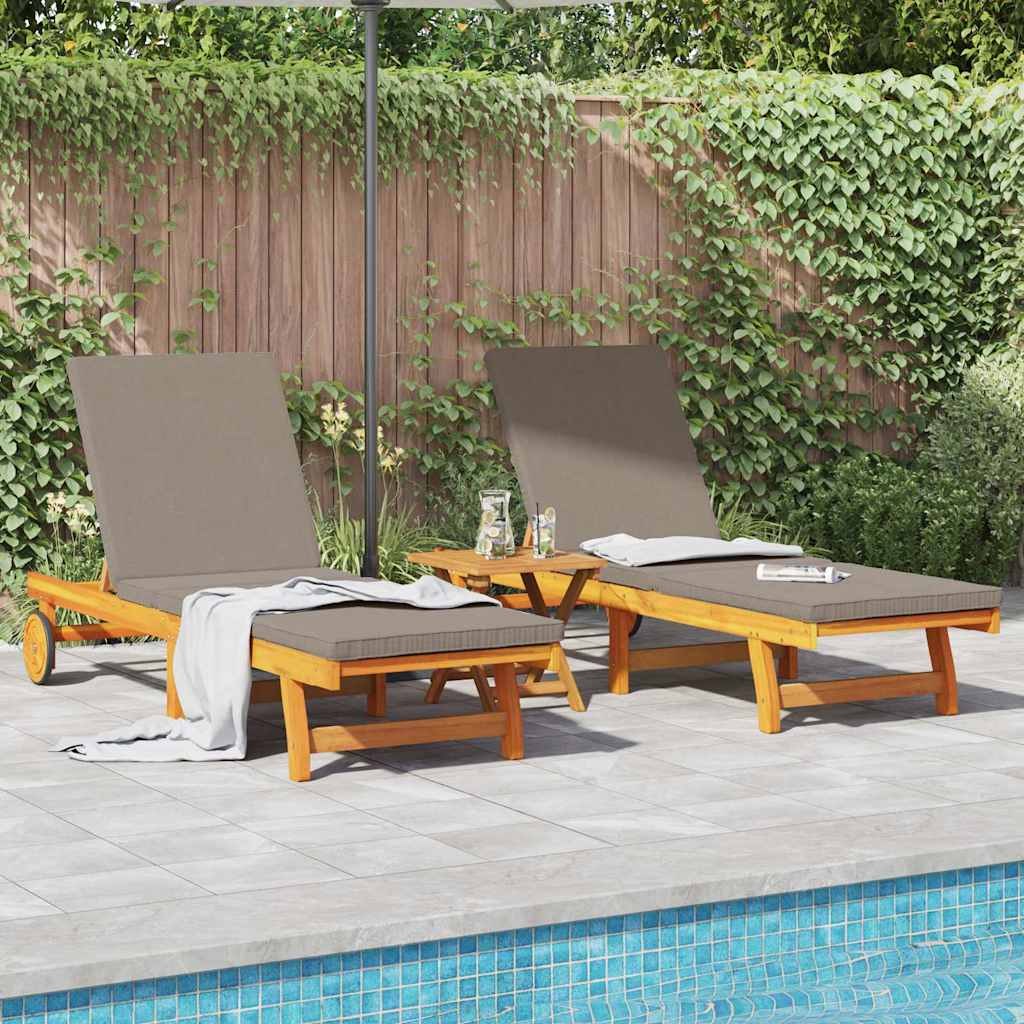 VidaXL Leżak 2-osoba 3 pcs Brązowy Lite Drewno Akacji