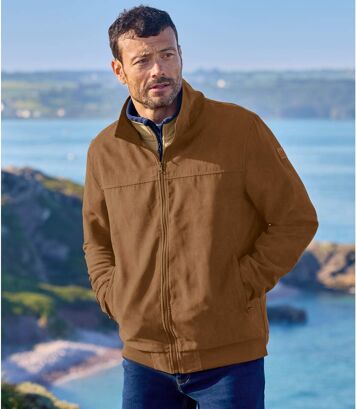 Kurtka ze sztucznego zamszu podszyta polarem Mężczyzna Atlas For Men - Kolor : Brązowy - Rozmiar : 4XL
