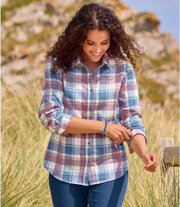 Flanelowa koszula w kratę Kobieta Atlas For Men - Kolor : Krata - Rozmiar : 36/38