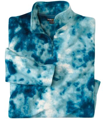Polarowy sweter na suwak Tie & Dye Orage Mężczyzna Atlas For Men - Kolor : Niebieski - Rozmiar : 4XL