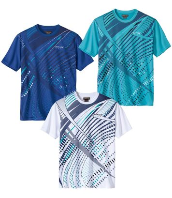 Zestaw 3 koszulek Running Mężczyzna Atlas For Men - Kolor : Niebieski - Rozmiar : 4XL