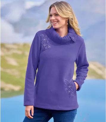 Haftowany sweter polarowy Kobieta Atlas For Men - Kolor : Fioletowy - Rozmiar : 36/38