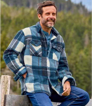 Wierzchnia, polarowa koszula z kożuszkiem sherpa Mężczyzna Atlas For Men - Kolor : Krata - Rozmiar : 4XL