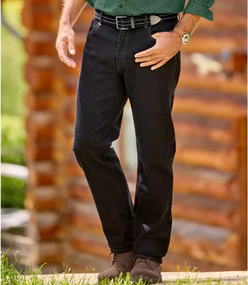 Jeansy o prostym kroju z półelastyczną talią Mężczyzna Atlas For Men - Kolor : Czarny - Rozmiar : 44