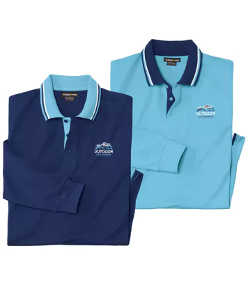 Zestaw 2 koszulek polo Outdoor Mężczyzna Atlas For Men - Kolor : Granatowy - Rozmiar : 4XL