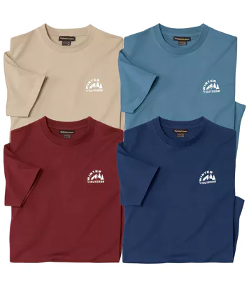 Zestaw 4 klasycznych koszulek Mężczyzna Atlas For Men - Kolor : Niebieski - Rozmiar : L