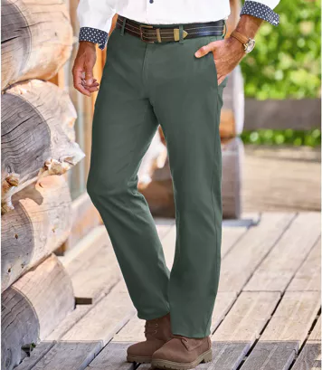 Elastyczne spodnie chino w ciemnozielonym kolorze Mężczyzna Atlas For Men - Kolor : Zielony - Rozmiar : 44