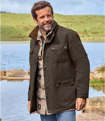 Kurtka z woskowanej tkaniny z kieszeniami Mężczyzna Atlas For Men - Kolor : Brązowy - Rozmiar : 4XL