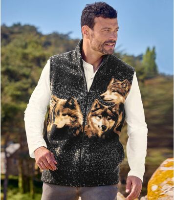 Kamizelka polarowa we wzór wilków Mężczyzna Atlas For Men - Kolor : Motywy - Rozmiar : 4XL