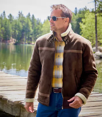 Kurtka z kożuszkiem sherpa Mężczyzna Atlas For Men - Kolor : Brązowy - Rozmiar : 4XL