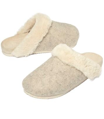 Kapcie z podszewką z imitacji futerka Kobieta Atlas For Men - Kolor : Biały - Rozmiar : 36