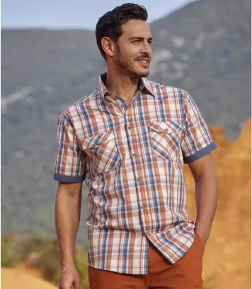 Popelinowa koszula w kratę Mężczyzna Atlas For Men - Kolor : Krata - Rozmiar : 4XL