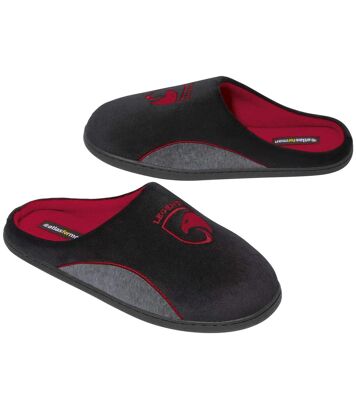 Welurowe kapcie z podszewką z polaru Mężczyzna Atlas For Men - Kolor : Czarny - Rozmiar : 41