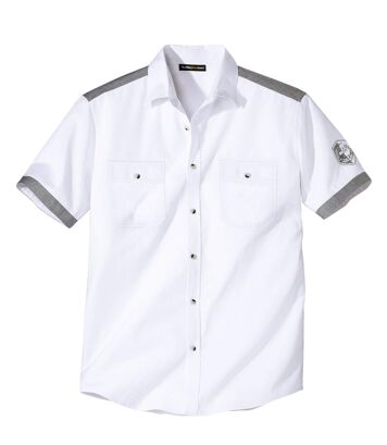 Biała koszula pilotka Ocean Mężczyzna Atlas For Men - Kolor : Biały - Rozmiar : 4XL