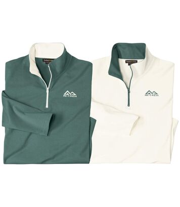 Zestaw 2 dżersejowych półgolfów z suwakiem RX-Trem Mężczyzna Atlas For Men - Kolor : Zielony - Rozmiar : 4XL