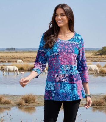 Tunika z nadrukiem patchwork Kobieta Atlas For Men - Kolor : Motywy - Rozmiar : 36/38