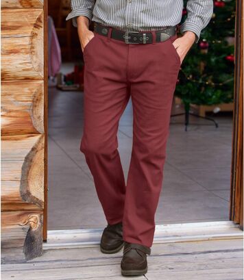 Bordowe spodnie chino ze stretchem Mężczyzna Atlas For Men - Kolor : Bordowy - Rozmiar : 44