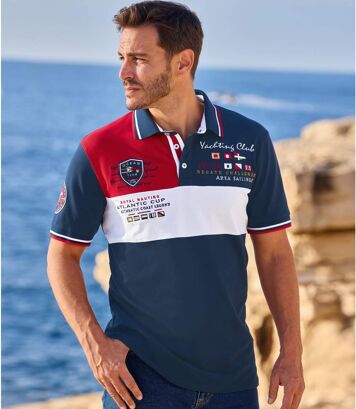 Koszulka polo z piki ze stretchem Yachting Club Mężczyzna Atlas For Men - Kolor : Granatowy - Rozmiar : 4XL