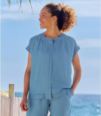 Lejąca bluzka w stylu jeansowym Kobieta Atlas For Men - Kolor : Niebieski - Rozmiar : 36/38