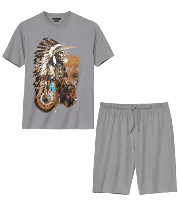 Fantazyjna, bawełniana piżama z szortami Mężczyzna Atlas For Men - Kolor : Motywy - Rozmiar : 4XL