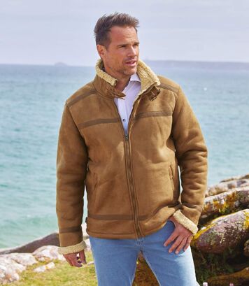 Kurtka podszyta kożuszkiem sherpa Aventurier Mężczyzna Atlas For Men - Kolor : Brązowy - Rozmiar : 4XL