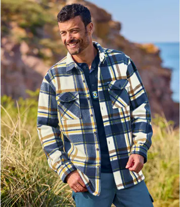 Wygodna, polarowa, wierzchnia koszula w kratę Mężczyzna Atlas For Men - Kolor : Żółty - Rozmiar : 4XL