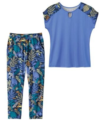 Lejący komplet z nadrukiem w liście Kobieta Atlas For Men - Kolor : Motywy - Rozmiar : 36/38