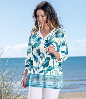 Egzotyczna bluzka z krepy Kobieta Atlas For Men - Kolor : Motywy - Rozmiar : 36/38