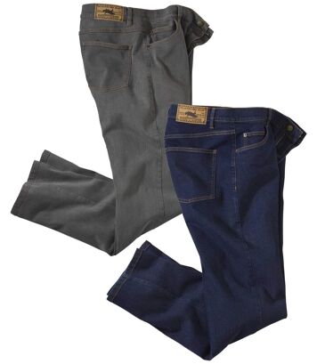 Zestaw 2 par wygodnych jeansów regular ze stretchem Mężczyzna Atlas For Men - Kolor : Niebieski - Rozmiar : 46