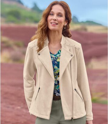 Kurtka w ze sztucznego zamszu Kobieta Atlas For Men - Kolor : Biały - Rozmiar : 52/54