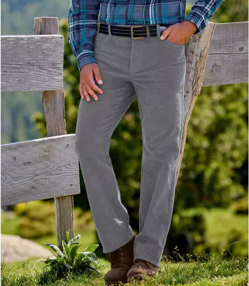 Welurowe spodnie Mężczyzna Atlas For Men - Kolor : Szary - Rozmiar : 44