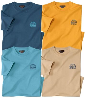 Zestaw 4 koszulek Adventure Mężczyzna Atlas For Men - Kolor : Żółty - Rozmiar : M