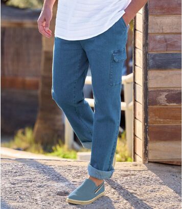 Luźne, jeansowe spodnie-bojówki Mężczyzna Atlas For Men - Kolor : Niebieski - Rozmiar : 4XL