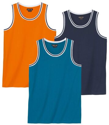 Zestaw 3 podkoszulków Mężczyzna Atlas For Men - Kolor : Pomarańczowy - Rozmiar : 4XL
