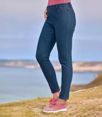 Niebieskie jeansowe jegginsy Kobieta Atlas For Men - Kolor : Niebieski - Rozmiar : 36