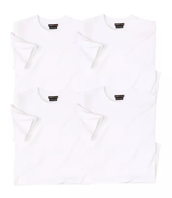 Zestaw 4 białych koszulek Atlas Mężczyzna Atlas For Men - Kolor : Biały - Rozmiar : 4XL