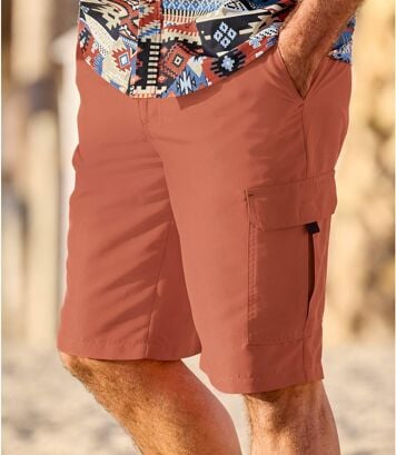 Bermudy-bojówki z mikrofibry Terracot Mężczyzna Atlas For Men - Kolor : Pomarańczowy - Rozmiar : 4XL