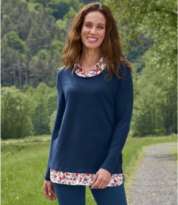 Sweter 2 w 1 Kobieta Atlas For Men - Kolor : Granatowy - Rozmiar : 36/38