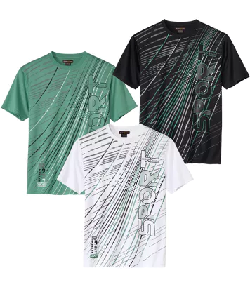 Zestaw 3 sportowych koszulek Mężczyzna Atlas For Men - Kolor : Zielony - Rozmiar : 4XL