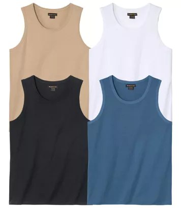 Zestaw 4 podkoszulków Atlas Mężczyzna Atlas For Men - Kolor : Niebieski - Rozmiar : 4XL