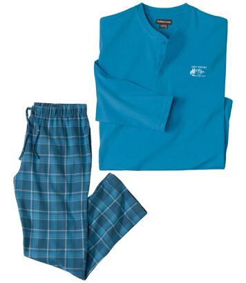 Komfortowa, dwumateriałowa piżama Mężczyzna Atlas For Men - Kolor : Niebieski - Rozmiar : 5XL